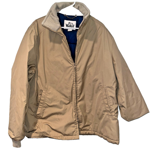 Woolrich Vintage Chore Jacket 2XL Tan Blue Nylon Lining Knit USA Made - Picture 6 of 7